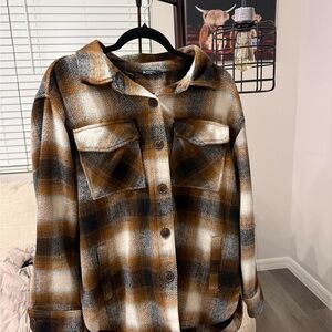 Plaid Button-Up Jacket